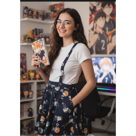 HOT TOPIC Haikyu!! Chibi Characters Suspender Skirt - Picture 1 of 4